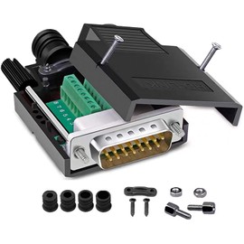 PENGLIN DB15 Solderless RS232 D-SUB Series Adapter 16mm Thin 15 Pin Connector Solderless Breakout Board Connector with Housing Accessories (Male)