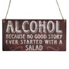 Second Ave Funny Alcohol Good Story Wooden Hanging Rectangle Home