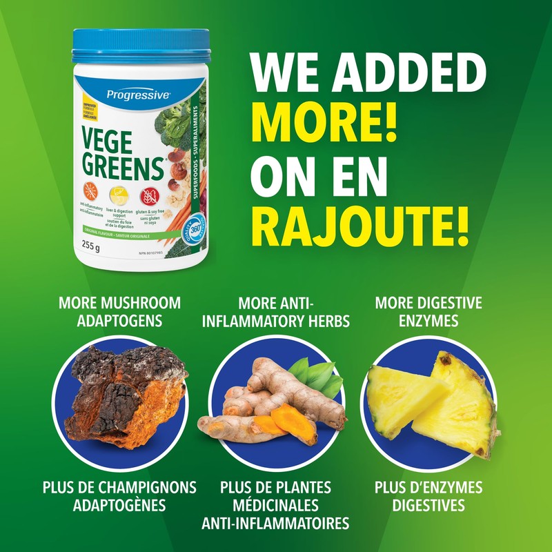 Progressive Health Progressive VegeGreens Original, Vegan Canadian-Made Superfoods + Daily