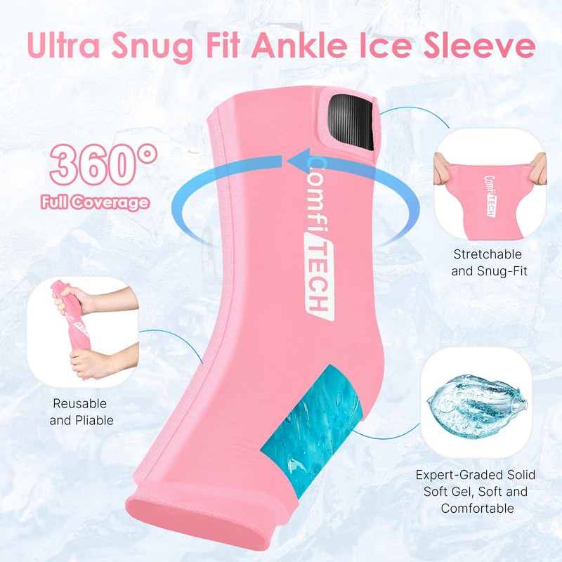 Comfitech Ankle Ice Pack Wrap Sleeve with Large Opening, Reusable