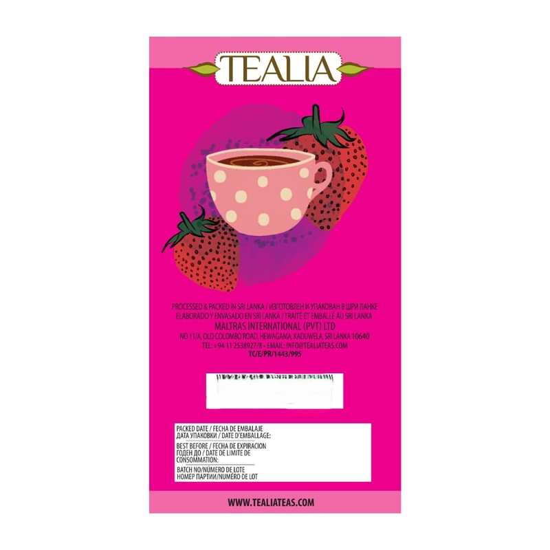 Strawberry Hibiscus Rosehip Herbal Teabags – Tealia Fruit Infusion, 1.5g