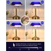 Newrays Blue Glass Bankers Desk Lamp, Stepless Dimmable Table Lamp