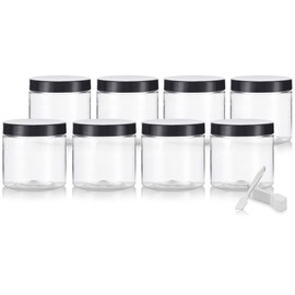 Clear 8 oz / 250 ml PET (BPA Free) Plastic Jar (8 pack) + Spatulas