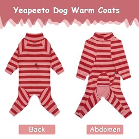 Dog Coats Autumn Winter Jumpsuit for Large Medium Dogs, Warmer Recovery Suit Polar Fleece Dog Bodysuit Lightweight Pajamas Pullover Stretchy Onesie Four-Legged Cold Weather Clothes (Xmas, X-Large)