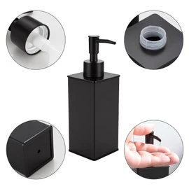 BGL Black Soap Dispenser, Refillable Square Soap Dispenser with Premium Aluminium, Rustproof Countertop Soap Dispenser for Bathroom, Kitchen, Home, Hotel – 240 ML