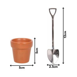 Marco Paul 2pc Plant Pot and Shovel Novelty Egg Cups for Kids and Adults Unique Egg Cup with Stainless Steel Spade Spoons Kitchen Accessories Perfect Gardening Gifts for Women and Men
