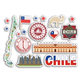 A5 Sticker Sheet Chile Vinyl Stickers - Landmarks Culture Map Country Holiday Flag Travel #78480