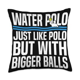 Funny Water Polo Player Goalie Clothing Men Water Polo Bigger Balls Team Sport Throw Pillow, 18x18, Multicolor