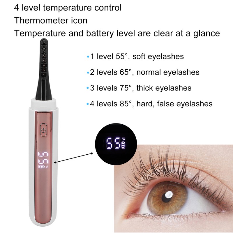 Electric Eyelash Curler USB Rechargeable 4 Level Temp Heated Eyelash