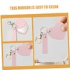 PACKOVE Heart Shaped PU Makeup Mirror Keychain Portable 360° Rotating