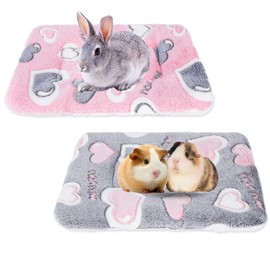 CECOMBINE 2 Pcs Guinea Pig Bed Mat Washable, 35x27cm Small Animal Plush Bed Mat, Warm Winter Bed Pad for Indoor, Guinea Pig Pee Pads, Bedding for Bunny Hamster