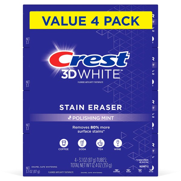 Crest 3D White Stain Eraser Teeth Whitening Toothpaste, Polishing Mint,