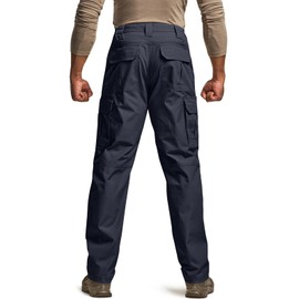 CQR Men's Tactical Pants, Water Resistant Ripstop Cargo Pants, Lightweight EDC Work Hiking Pants, Outdoor Apparel, Raider Police Navy, 32W x 34L