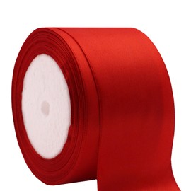 TANG SONG 2" Solid Satin Ribbon 25 Yards Roll for Wedding Details Crafting Projects Sewing Projects Gift Wrapping (ReD)