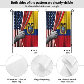 Ecuadorian Ecuador American Usa America Friendship Garden Flag 12x18 Double Sided Printed 100d Polyester Lightweight Outdoor Welcome Banner For Outside Yard Small Flags