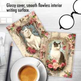 The Best Card Company 20 Assorted Blank Notecards Boxed Set 4 x 5.12 Inch with Envelopes (10 Designs, 2 Each) Vintage Framed Cats AM8598OCB-B2x10