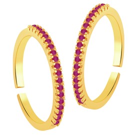 Aheli Gold Plated Rani Pink Cubic Zirconia Studded Fancy Adjustable Toe Ring Bichiya Fashion Jewellery Gift for Women
