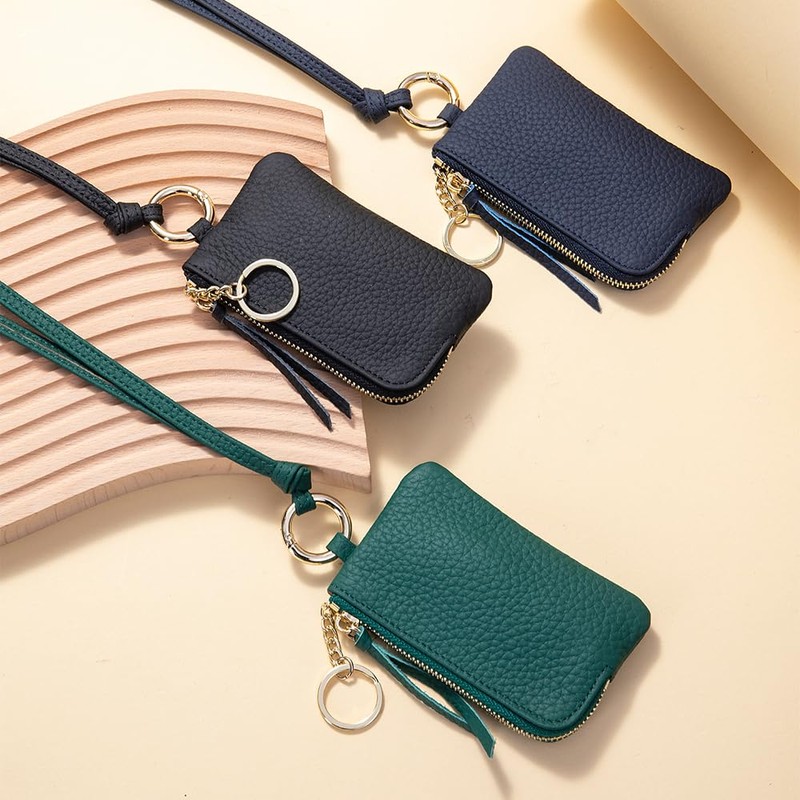 Genuine Leather Key Coin Case Neck Multi-functional Mini Wallet for