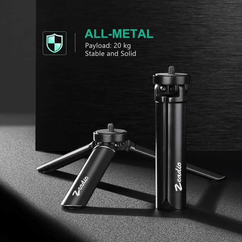 Zeadio Mini Metal Tripod Max Load 20kg/44lb Table Top Tripod
