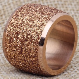 Jude Jewelers 16mm Stainless Steel Bright Sequins Huge Chunky Wedding Band Ring (Rose Gold, 6)