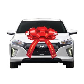 Graduation Car Bow – Congratulations Graduate 2025" – 30" Large Gift Bow for Cars, Gifts & Decorations – Includes Magnet & Car-Safe Sticker – Made in The USA (Red Bow Gold Font)