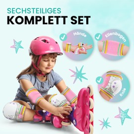 99FLIPS Knee Pads Children's Inline Skates – Protector Set Children [6] – Protectors Children's Inline Pads Children – Protectors Inline Skates Children – Size XS Magic Silver – Knee Pads Children