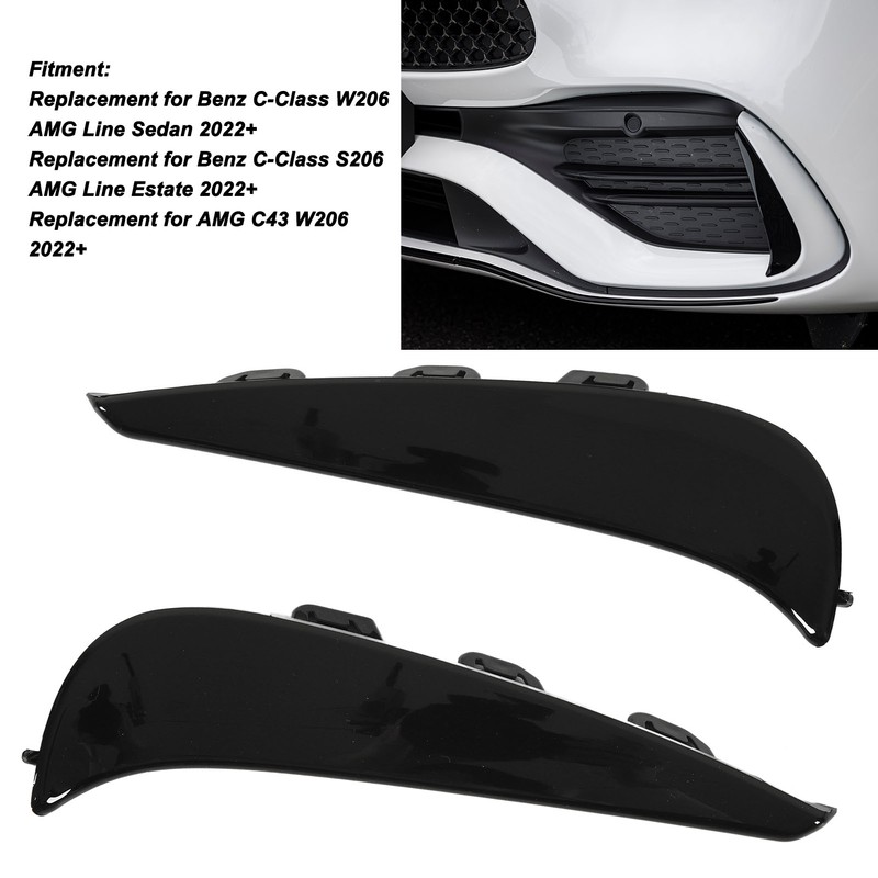 Gloss Black Front Bumper Fog Grille Ari Vent Cover Trims