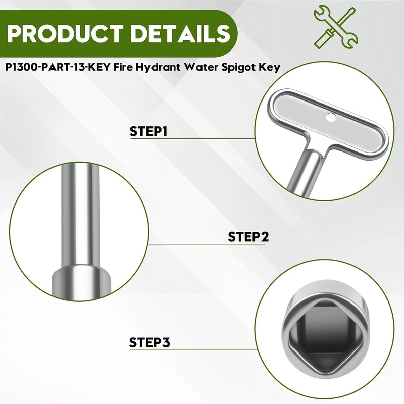 P1300-PART-13-KEY Fire Hydrant Water Spigot Key for Wall Hydrant/Outdoor