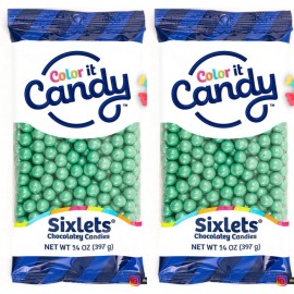 ColorIt Candy 2 PK Sixlets Chocolatey Candies Color it Candy Shimmer Turquoise 14 ounce