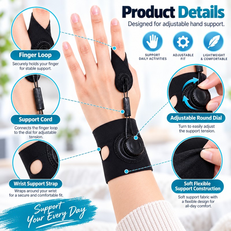 Adjustable Finger Splint – Knob-Control Support Brace for Index, Middle,