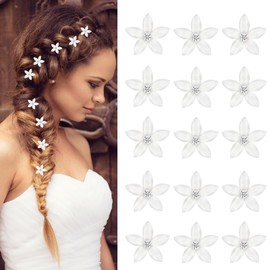Hoxfly 15 Pcs Mini Flower Hair Clips, Cute Small Hair Claw Clips with Sparkling White Rhinestone, 2 cm Non-Slip Crystal Hair Pins for Wedding Party Daily Hair Styling Accessories