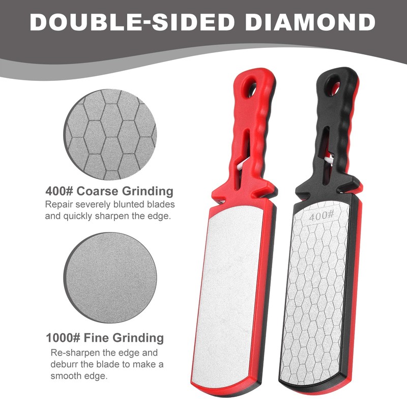 sourcing map 400/1000 Grit Handheld Diamond Sharpening Stone Double-Sided Whetstone