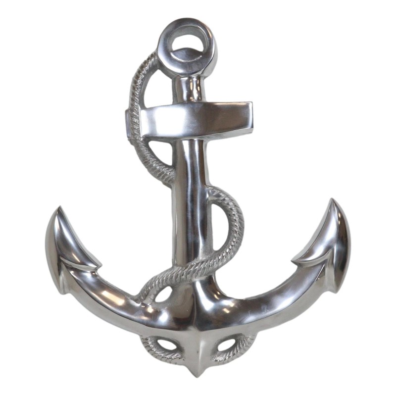 Nautical Ocean Marine Polished Aluminum Metal Ship Anchor Wall Decor