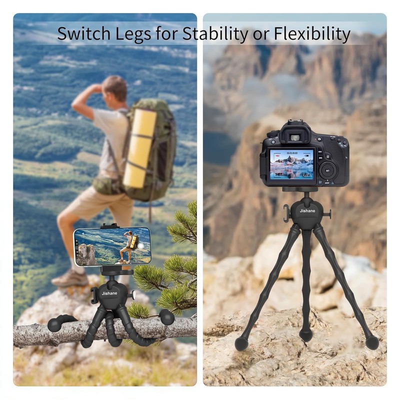Jishane Compact Camera Tripod with One Key Operation for 360°