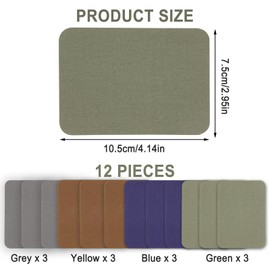 Fabric Iron On Patch for Clothing, 12Pcs Denim Twill Premium Quality Cotton Outside Glue Inside Repair Iron-on Patches for Decorating Mending Jacket Jeans Pants Coats 7.5*10.5 cm Green Blue Gray Brown