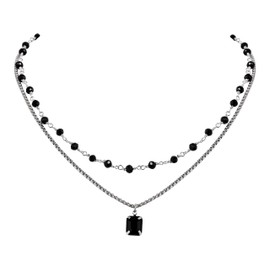 Hanary Gothic Boho Crystal Necklace, Layered Necklace, Black Choker, Gothic Choker, Christmas New Year Jewelry Gift For Women