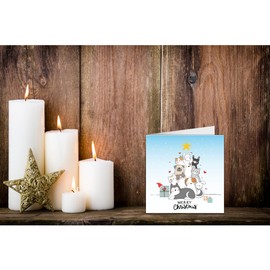 Pet Christmas Xmas Card from the Cat Dog Puppy for Her Him Friends Cute Mum Mom Mummy Daddy Dad Kids Sister Brother Bestie