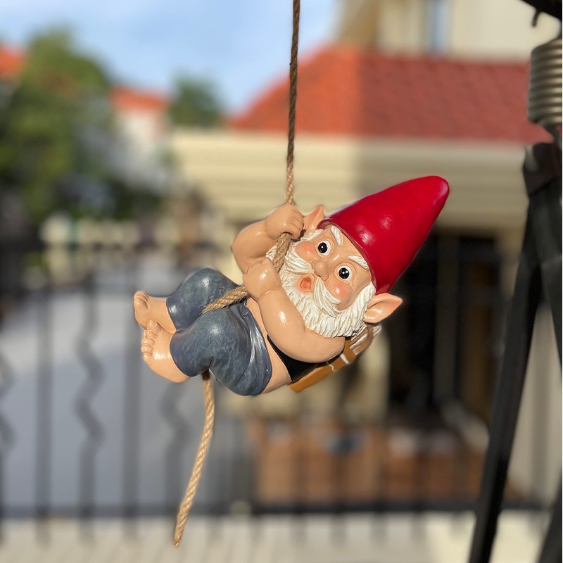 FICITI Funny Garden Gnomes Decorations, Archer Bowman Climbing Rope Hanging