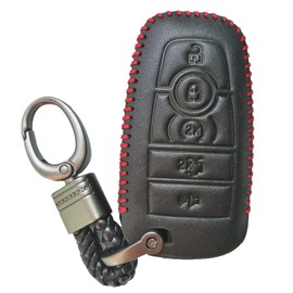 Funda protectora de piel para llave de mano, color negro para Ford Fusion Edge F250 F350 F450 F550 2018 2019 2020 2021 2022 2023 2024 Lincoln Nautilus Ranger Explorer Expedition 5 botones