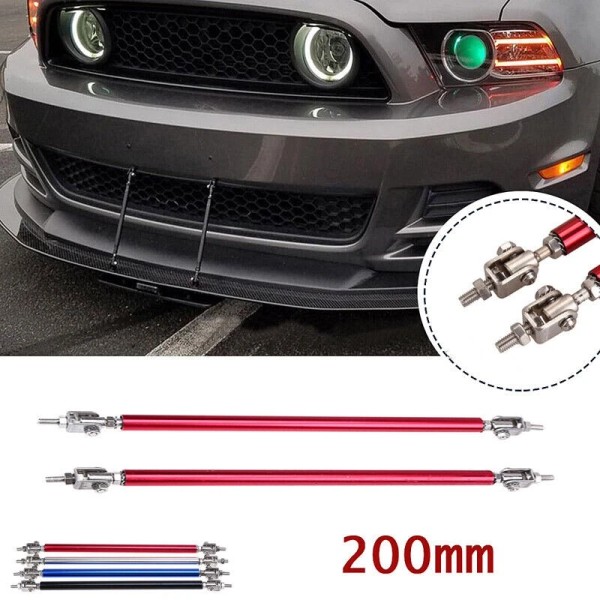 Unbranded Adjustable Red Bumper Lip Front Splitter Strut Rod Tie
