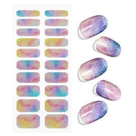 JMEOWIO Nagelfolie UV Härtend Bunter Marmor Glitzer UV Gel Nail Strips Nagelsticker Nagelaufkleber Nail Art Dekoration Nageldesign Zubehör