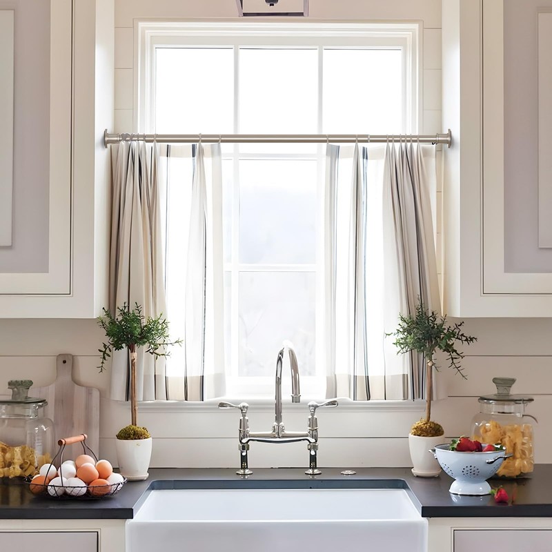 BRIOFOX Shower Curtain Rod Adjustable 18-64 Inch, No Drilling Non