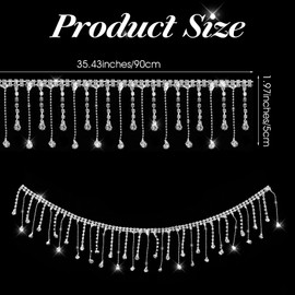 1 Yard Rhinestone Trim Fringe, Irregular Diamond Crystal Tassel Chain Silver Irregular Diamond Crystal Ribbon Tassel Belt Fringe Trim Chain for DIY Clothing, Wedding Decoration, Craft