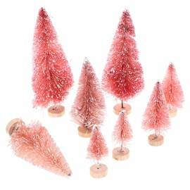 IMIKEYA Pack of 8 Artificial Christmas Trees, Artificial Christmas Trees, Desk Decoration, Christmas Tree Decorations, Pink Mini Sisal Trees, Mini Trees, Desktop Decorations, Wooden Pink
