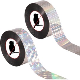 WSTELHH 2pcs Bird Scare Tape,328ft Double Sided Bird Deterrent Tape ReflectiveScare Pigeon Woodpeckers Crow Birds Away for Garden Balcony Farm (2.4cm x 200m)