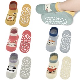 HYCLES Non Slip Baby Socks with Grip Non Skid Ankle Socks for 3-5 Years Toddlers Kids Boys Girls Infants 6 Pairs