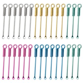 30 PCS Tiny Spoon Portable Powder Spoon Sparkling Mini Spoon Necklace Alloy Mini Spoon for Salts Filling Spice Powder DIY Crafts (Colorful)