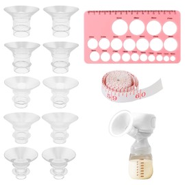 Flange Insert, 12 Pcs Flange Sizing Kit, Nipple Shield, Compatible with Medela, Willow, Momcozy S9/S10/S12 Wearable Hand Free Breast Pump Flange Insert, with Nipple Measurement Card
