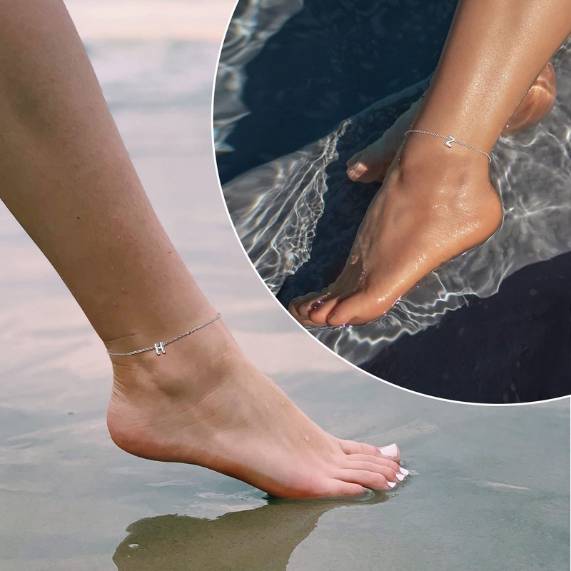 Ankle Chain M Chain Anklet Silver Anklet with Initial Silver