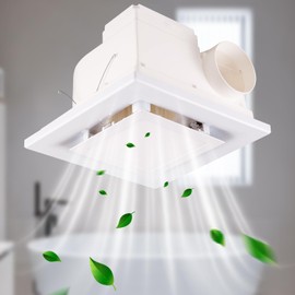 YHUER Bathroom Exhaust Fan with Light, 165CFM Efficient Ventilation Bathroom Exhaust Fan, Ultra-Quiet Bathrooms Vent Fan with 12W 6500K Light Suitable for Bathrooms, Toilet, Office, Hotel